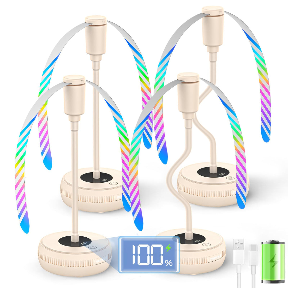 TriPole Fly Fans for Tables LED display on a dining table