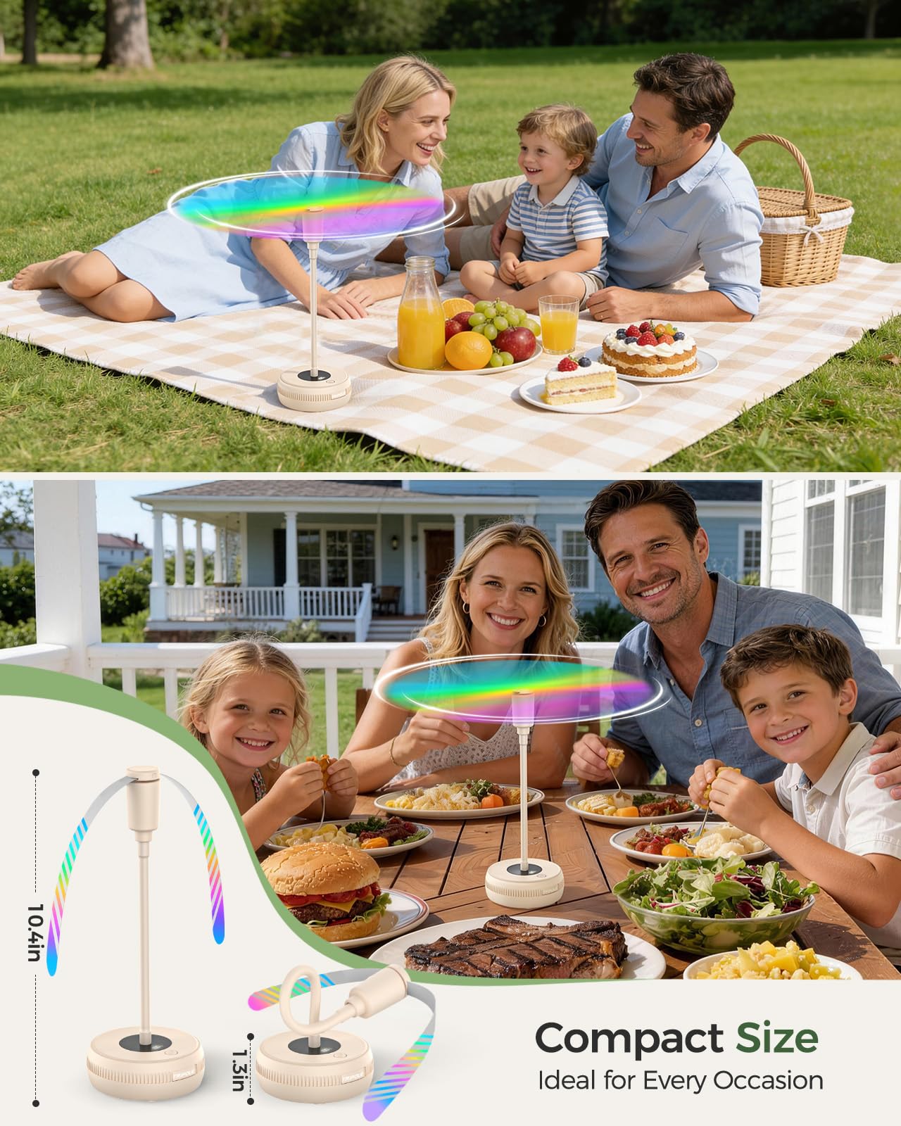 Built-in hook for hanging TriPole Fly Fans for Tables