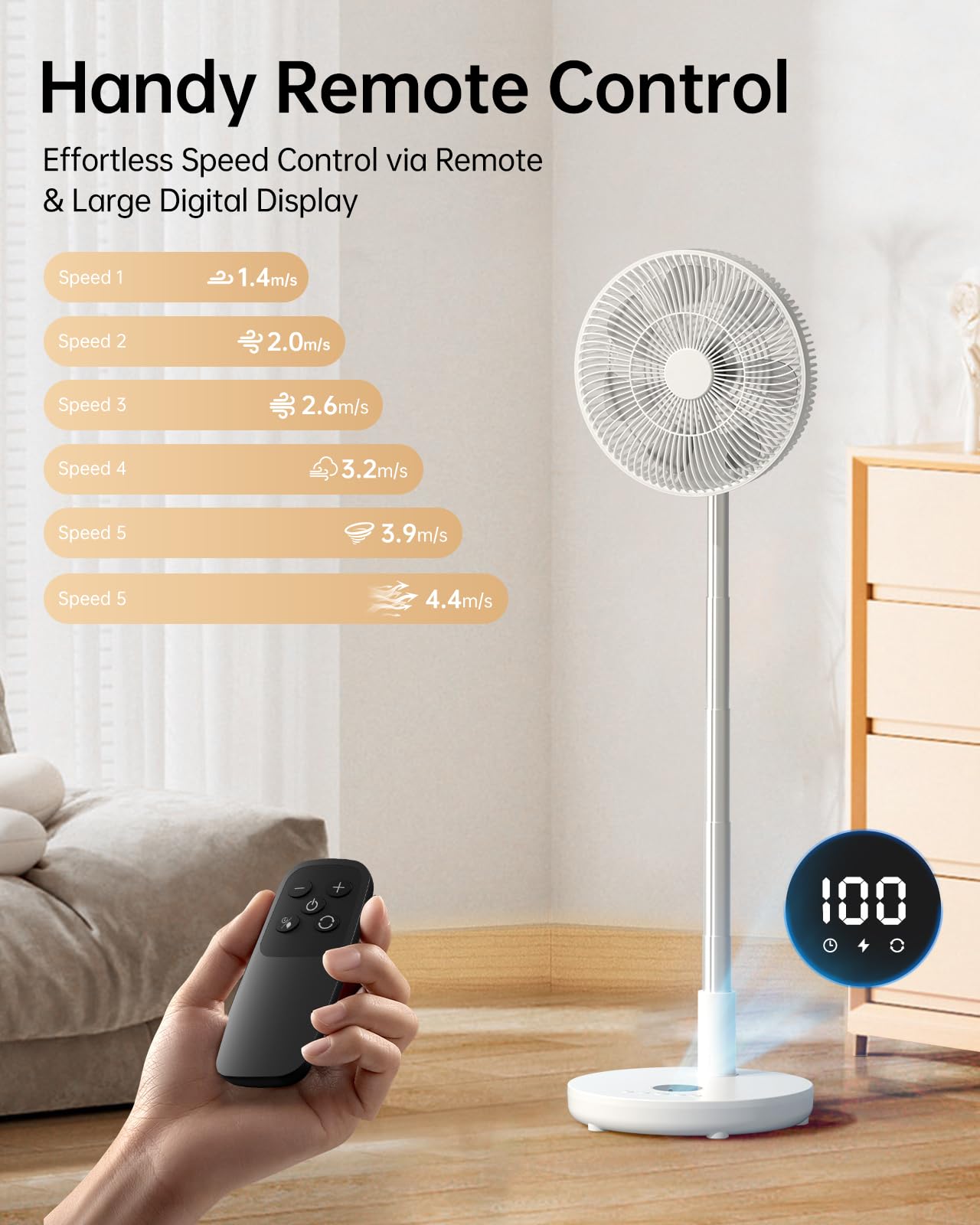 TriPole standing fan battery powered 3x4000 mAh