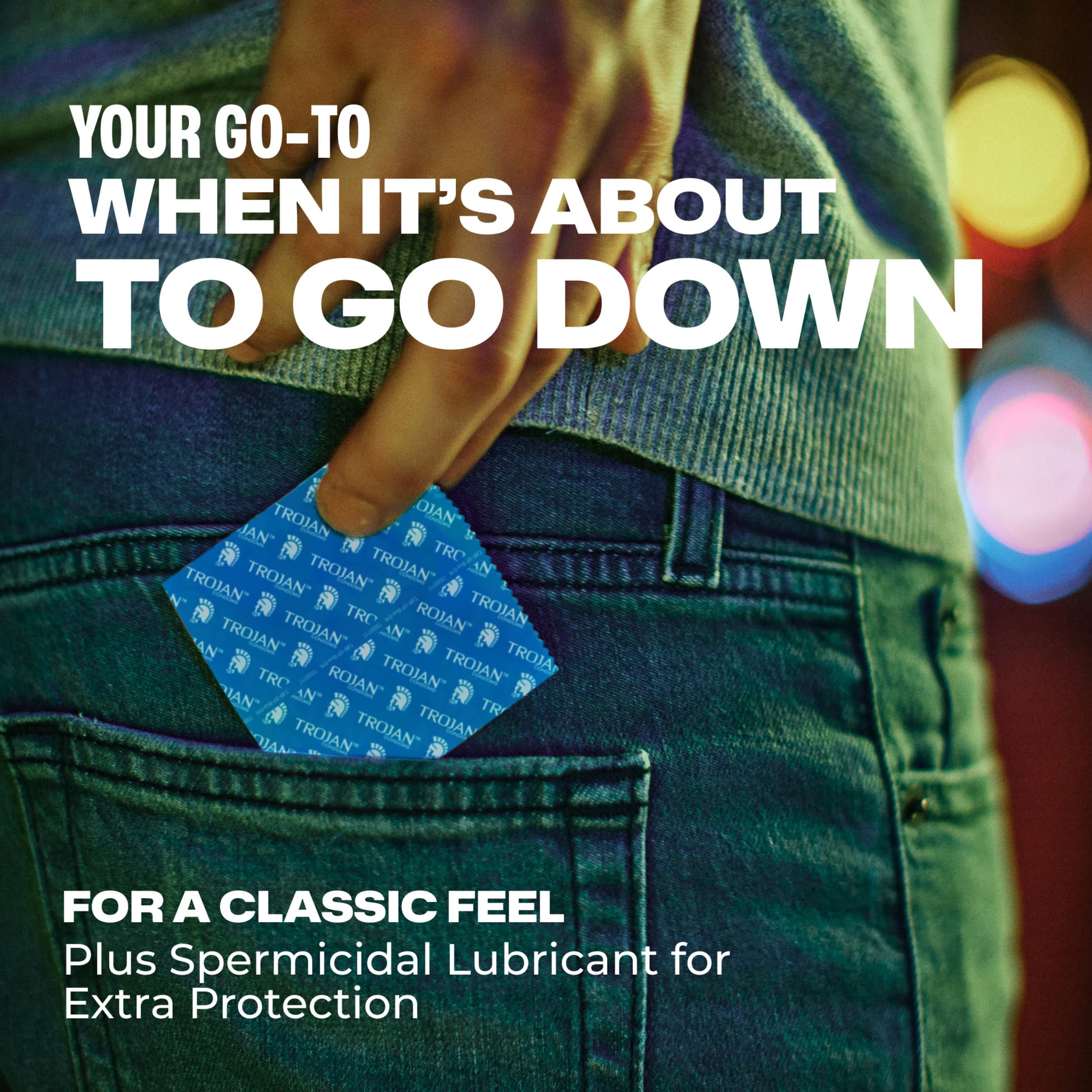 Latex condom with reservoir tip from Trojan Original Plus
