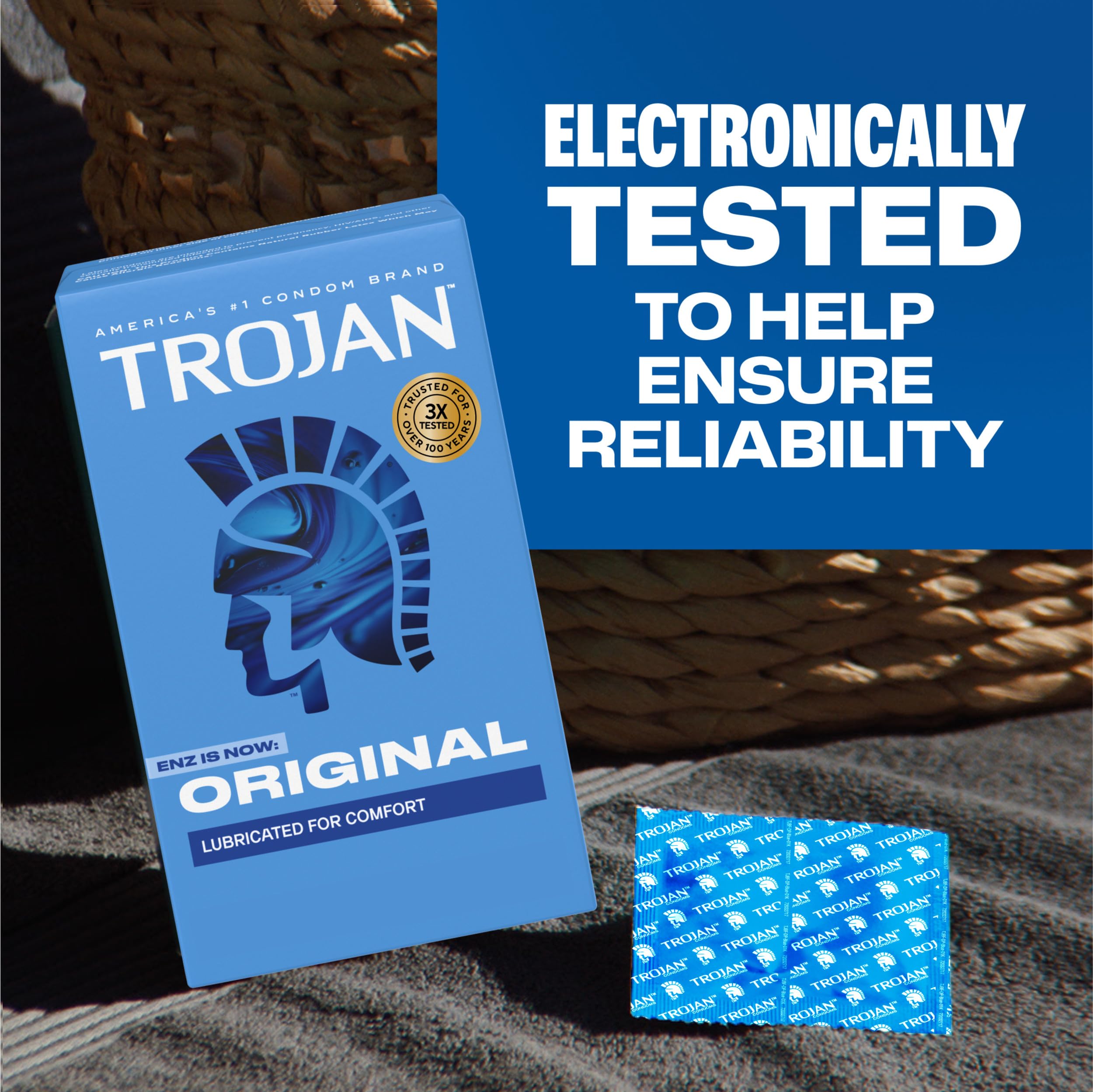 Trojan triple-tested latex condoms for reliability