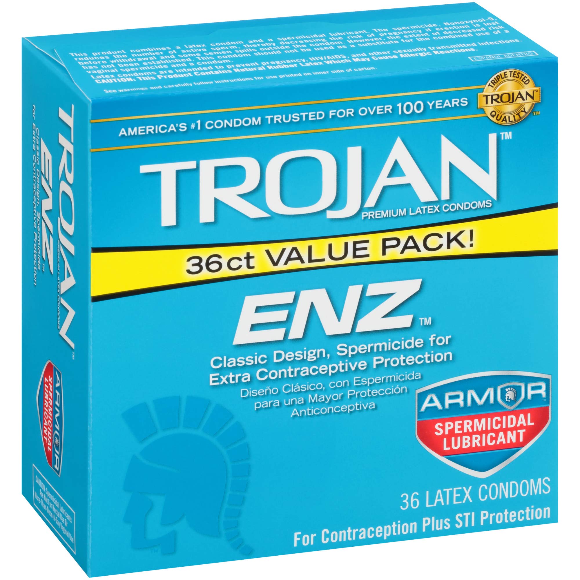 TROJAN ENZ Spermicidal Condoms latex packaging