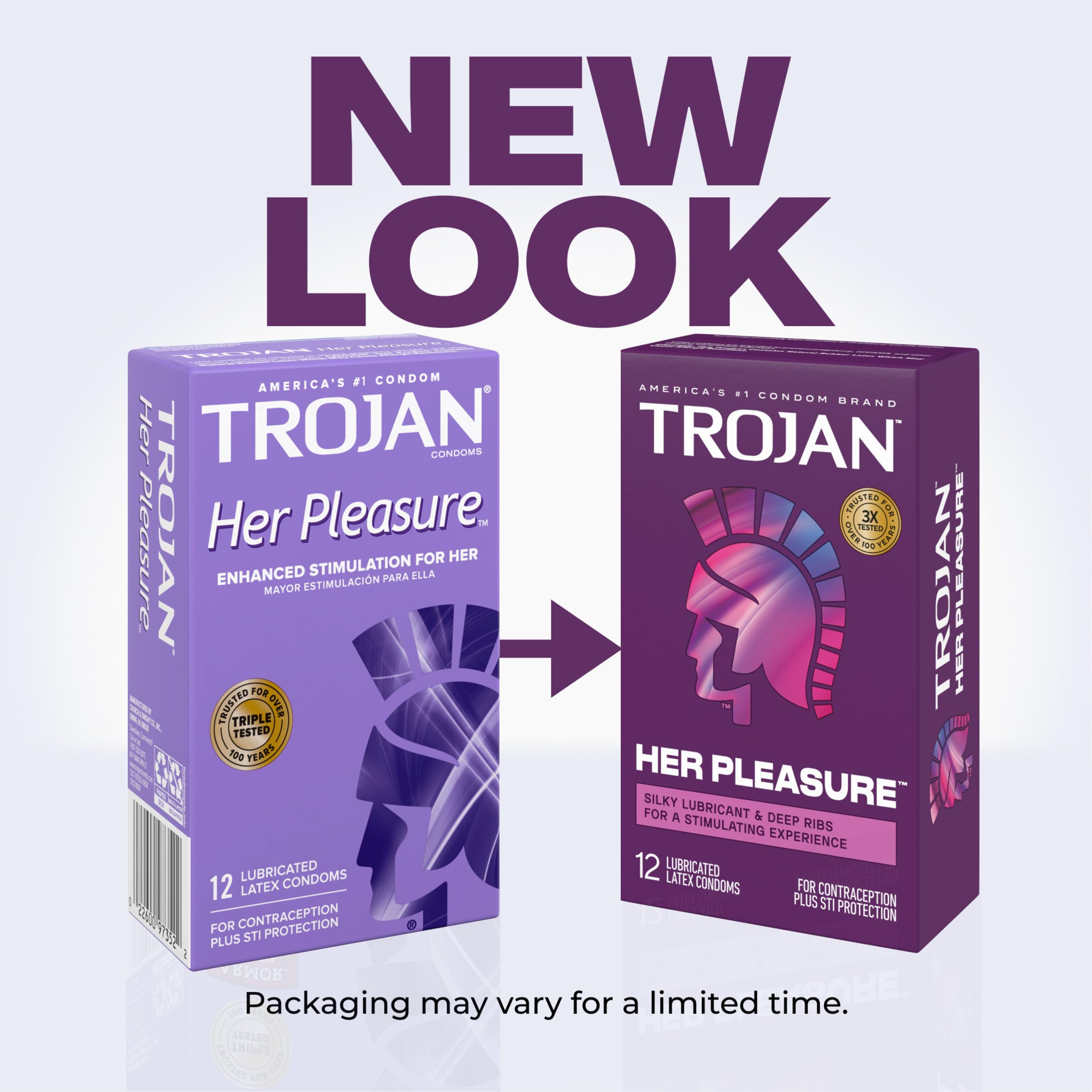 TROJAN Her Pleasure Sensations condoms ribbed contoured for her pleasure
