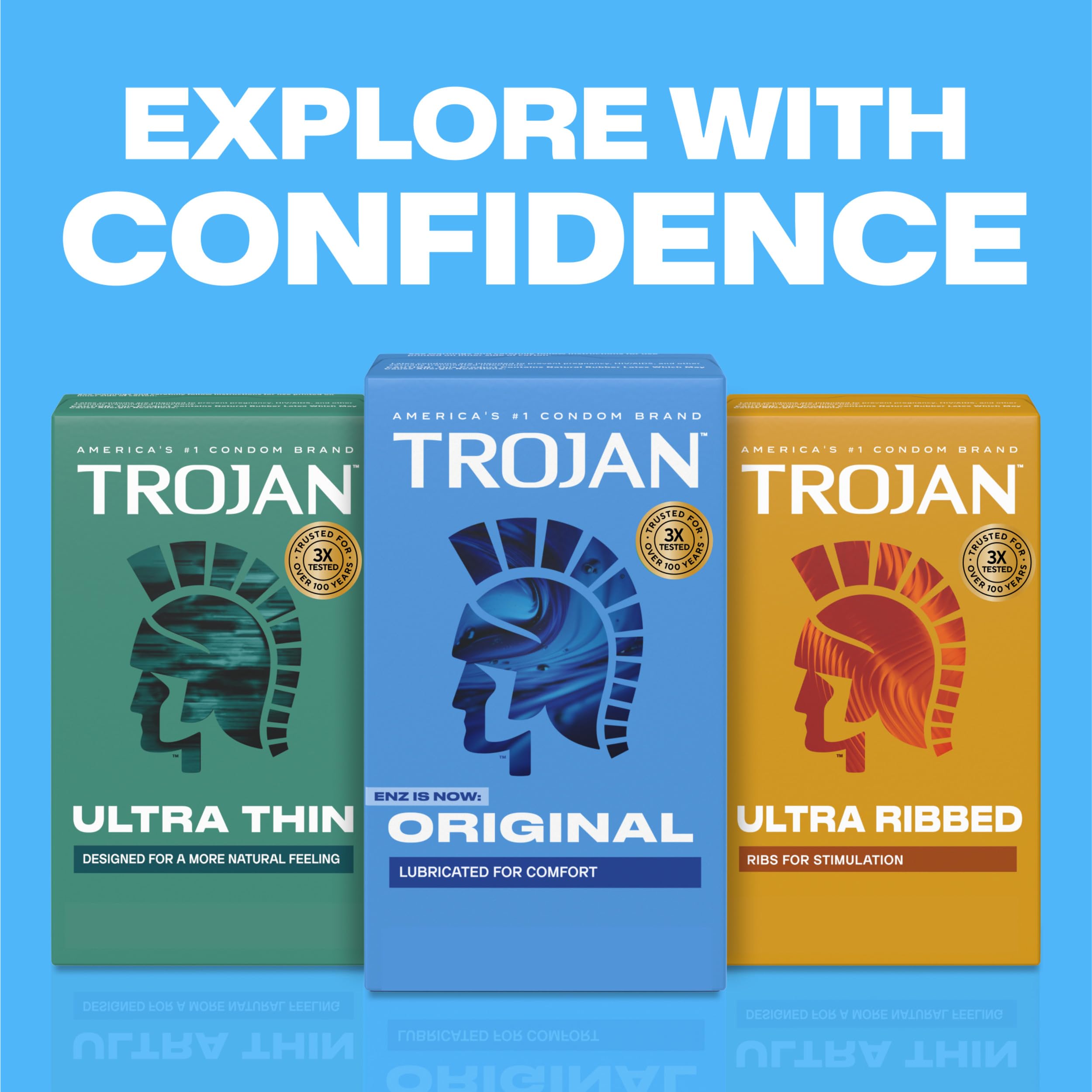 Trojan Original latex condoms value box packaging