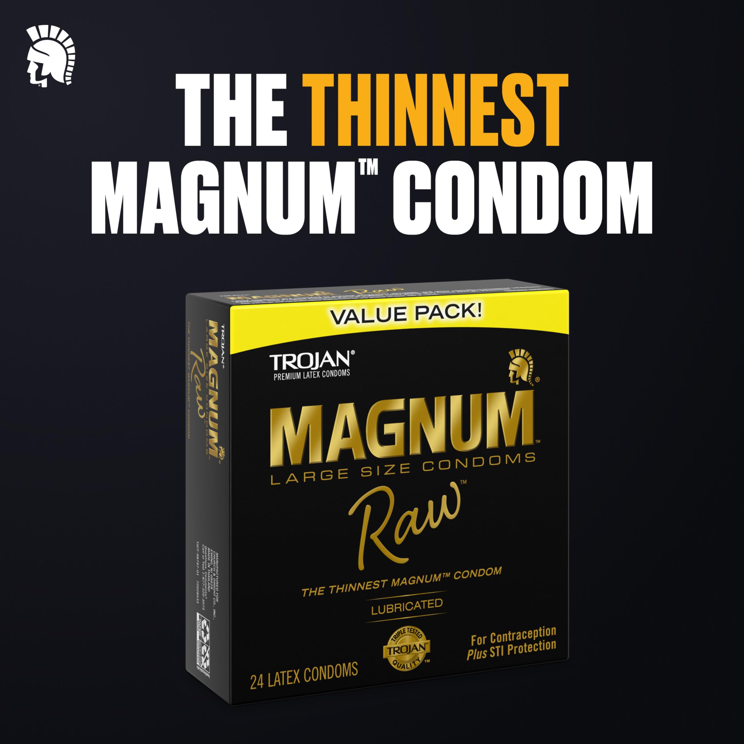 24 count box of TROJAN Magnum Raw Large Size Condoms