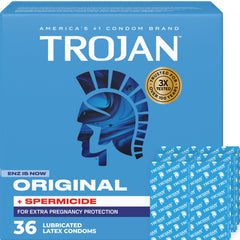 Trojan Original Plus Spermicide Latex Lubricated Condoms for Men 36 count box