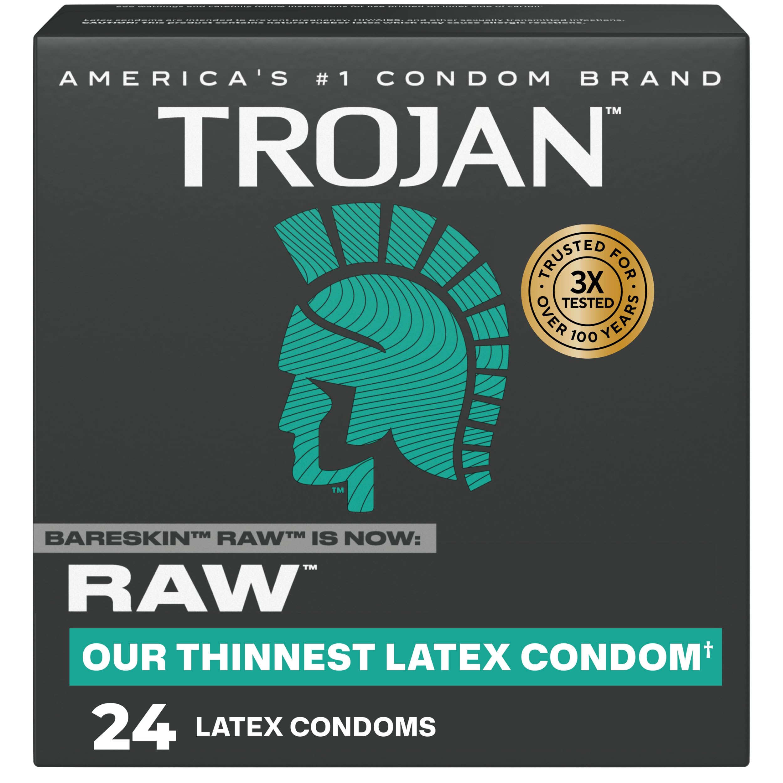 Trojan Raw condoms 24 count packaging
