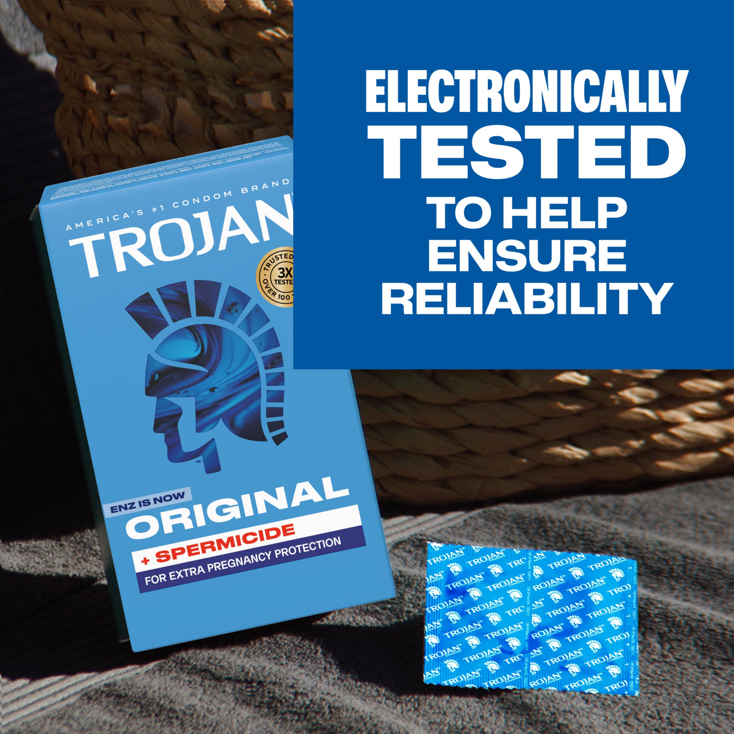 Premium latex Trojan condoms pack