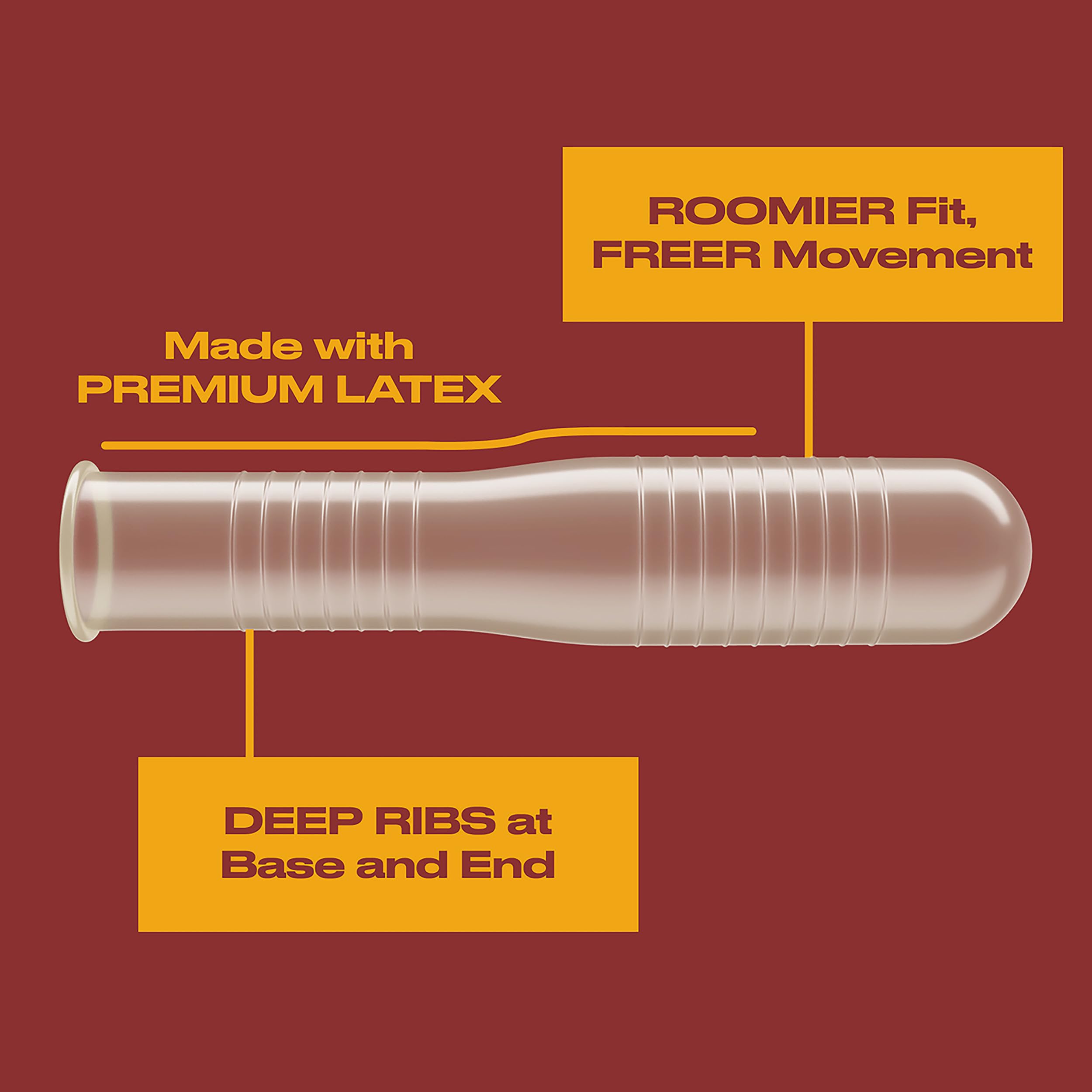 Premium latex Trojan condoms ribbed for stimulation