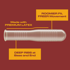 Premium latex Trojan condoms ribbed for stimulation