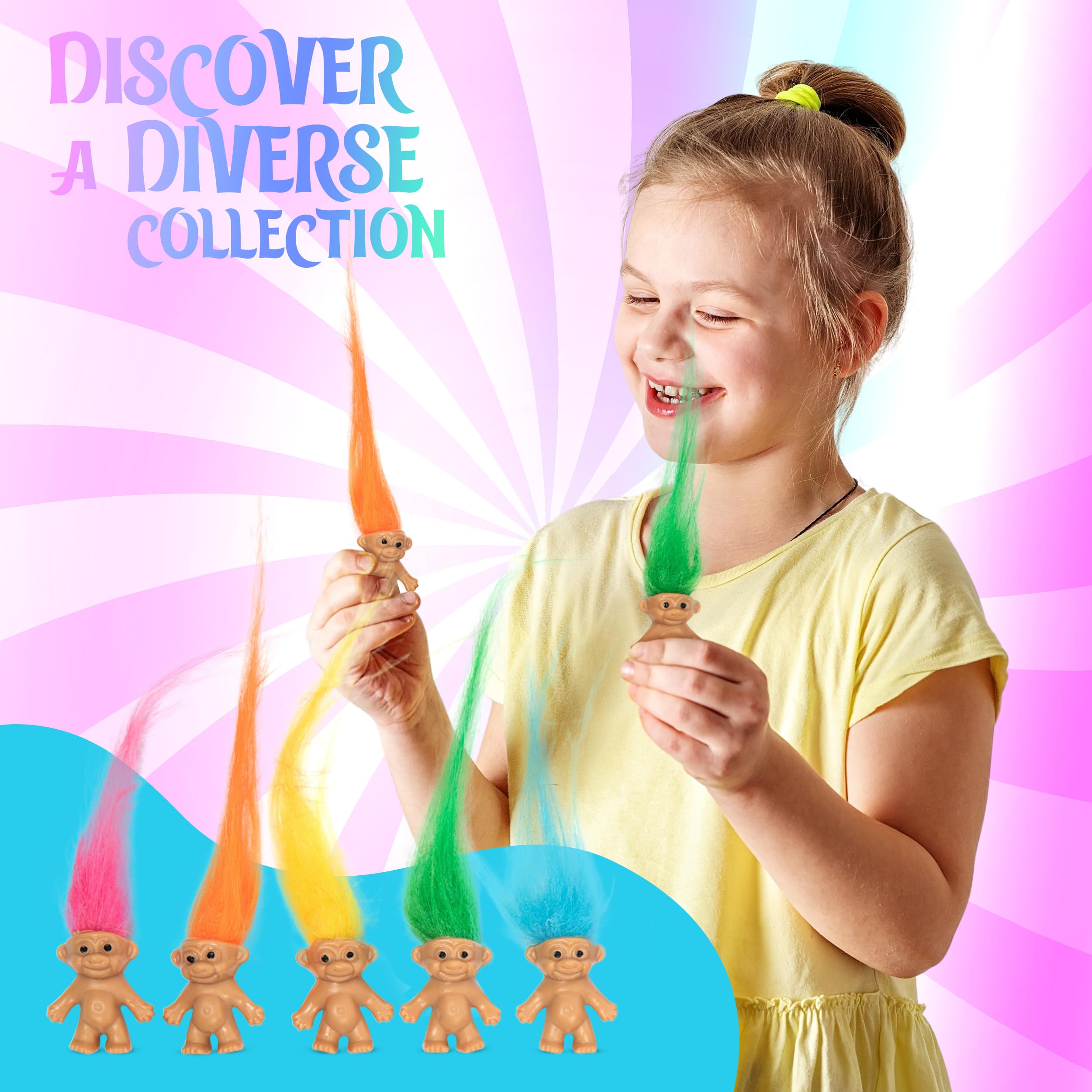 Assorted hair colors troll dolls for crafts