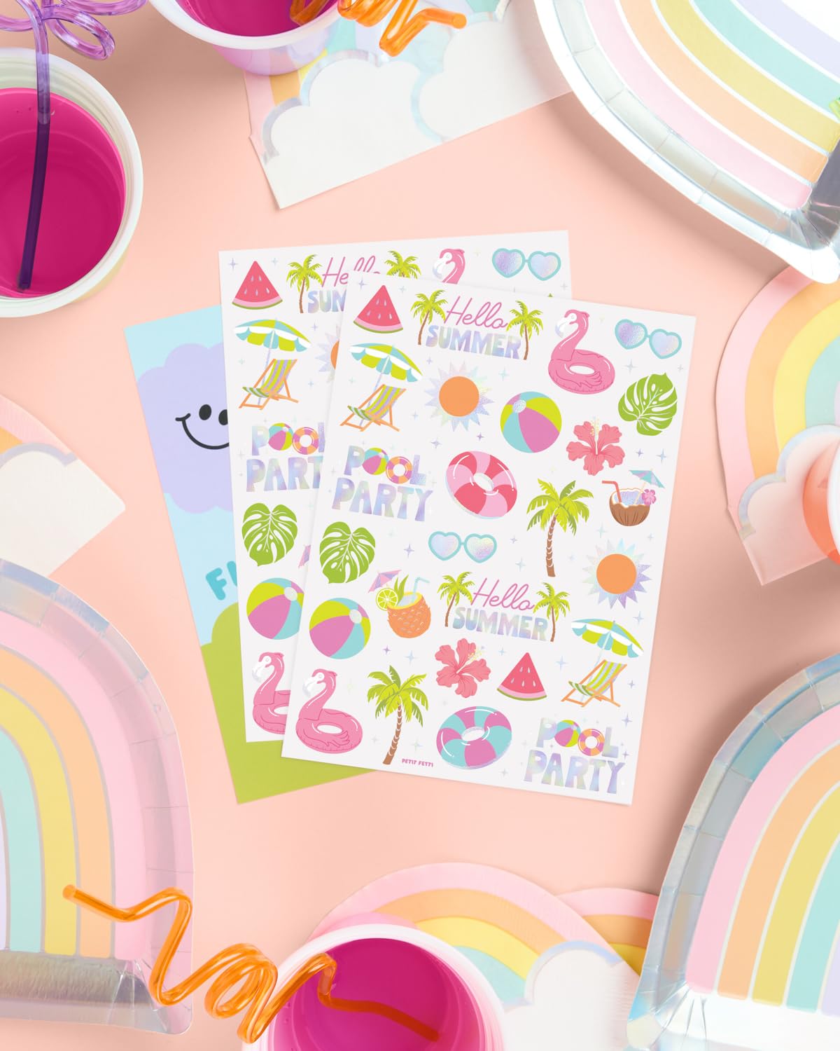 pool party themed tattoos for kids summer favors