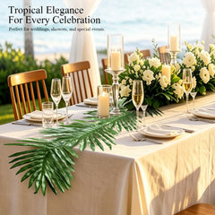 Realistic monstera and areca palm leaf design table runner