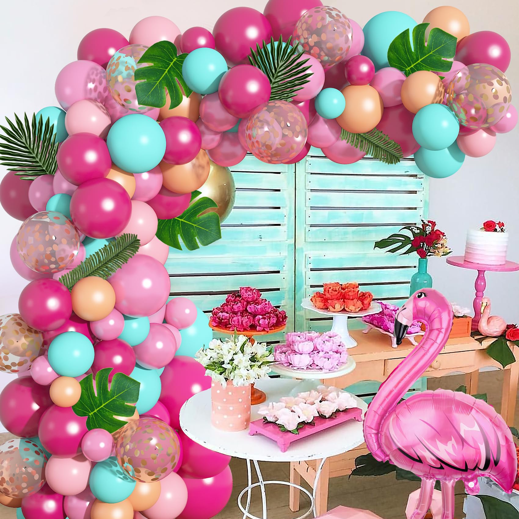 Tropical palm leaves for balloon garland decor