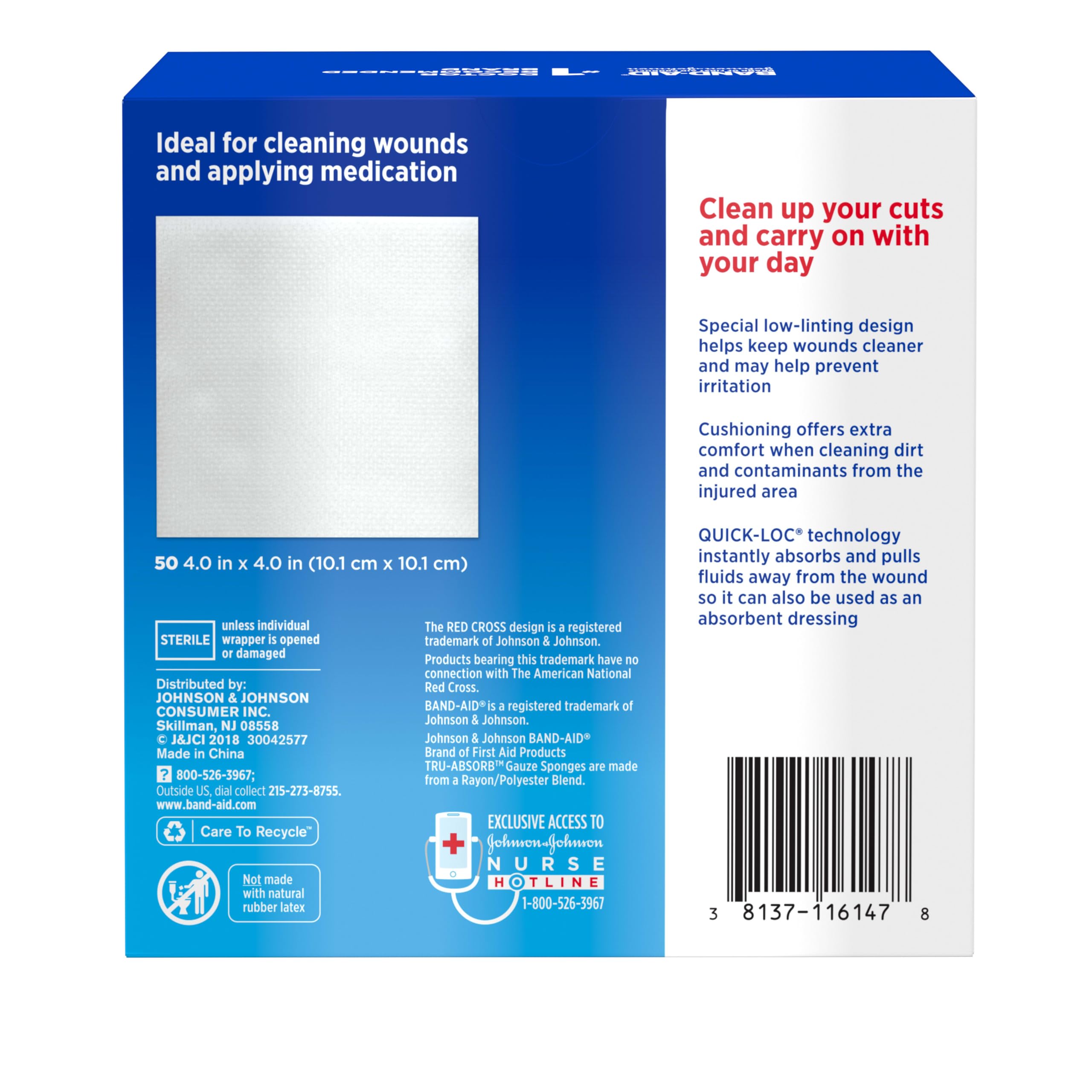 Large 4x4 sterile gauze sponges for wound care BAND-AID Brand Tru-Absorb