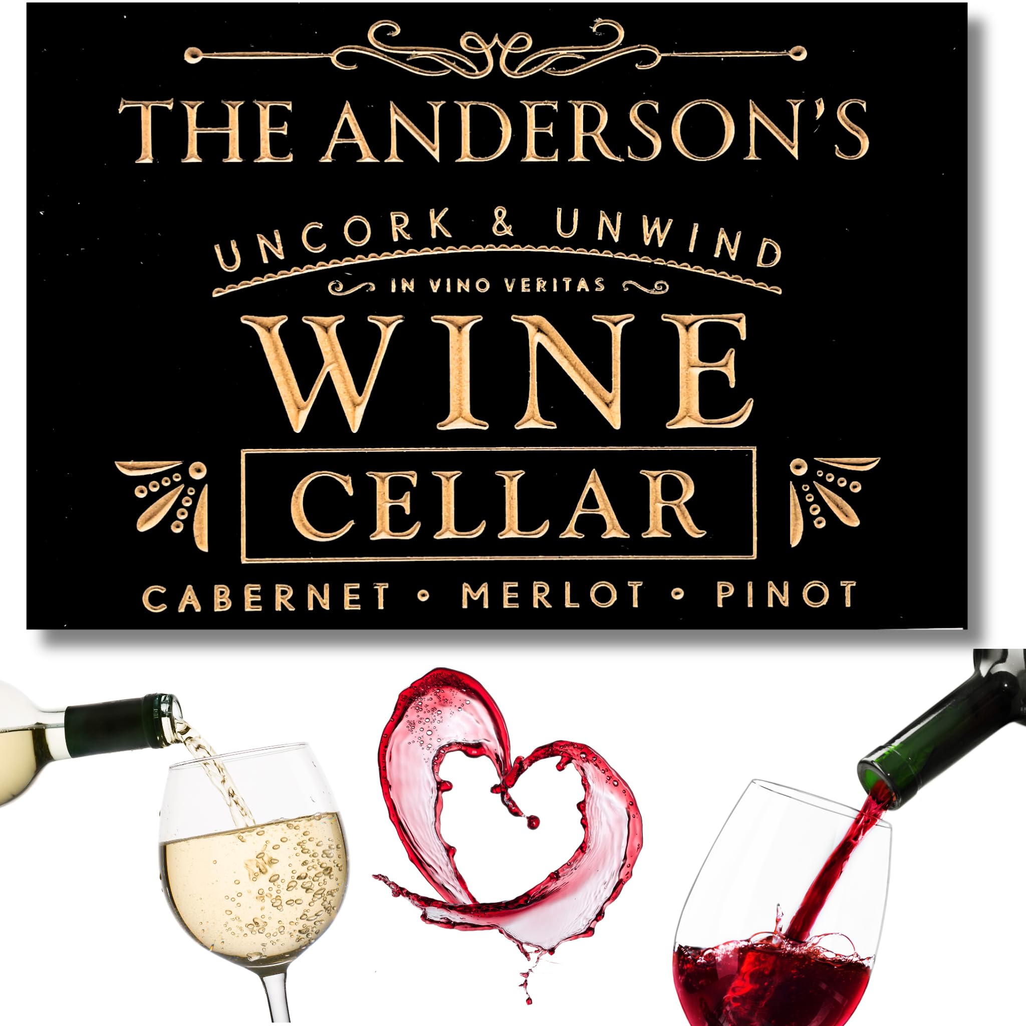 True Stock Studio Personalized Wine Cellar Sign with name text and four size options
