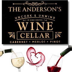 True Stock Studio Personalized Wine Cellar Sign with name text and four size options