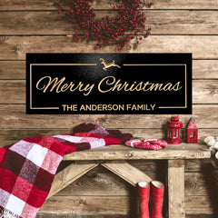 True Stock Studios personalized Merry Christmas sign front view