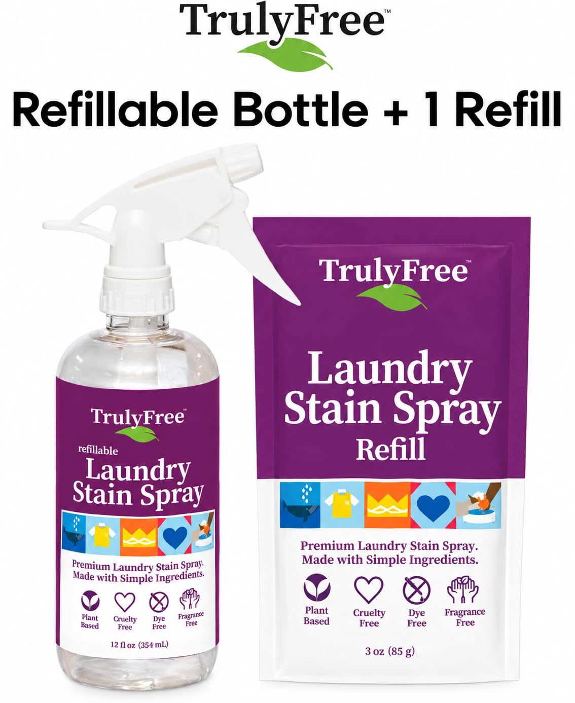 Truly Free stain remover 16oz bottle with refill