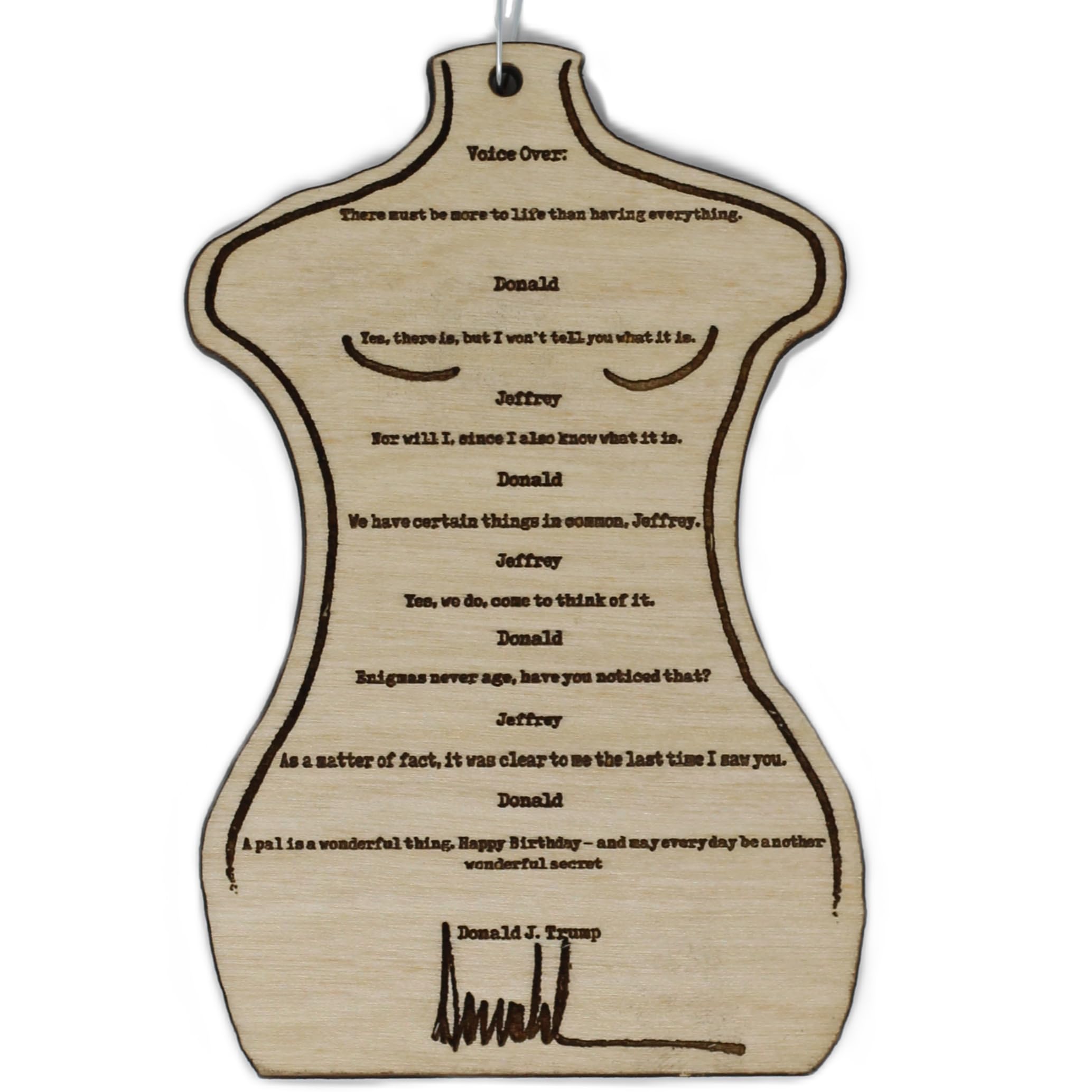 Trump Epstein 50th Birthday Note Christmas Ornament birch wood
