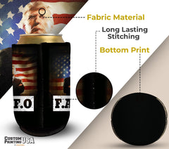 Trump Pack design on reusable 12oz can coolies