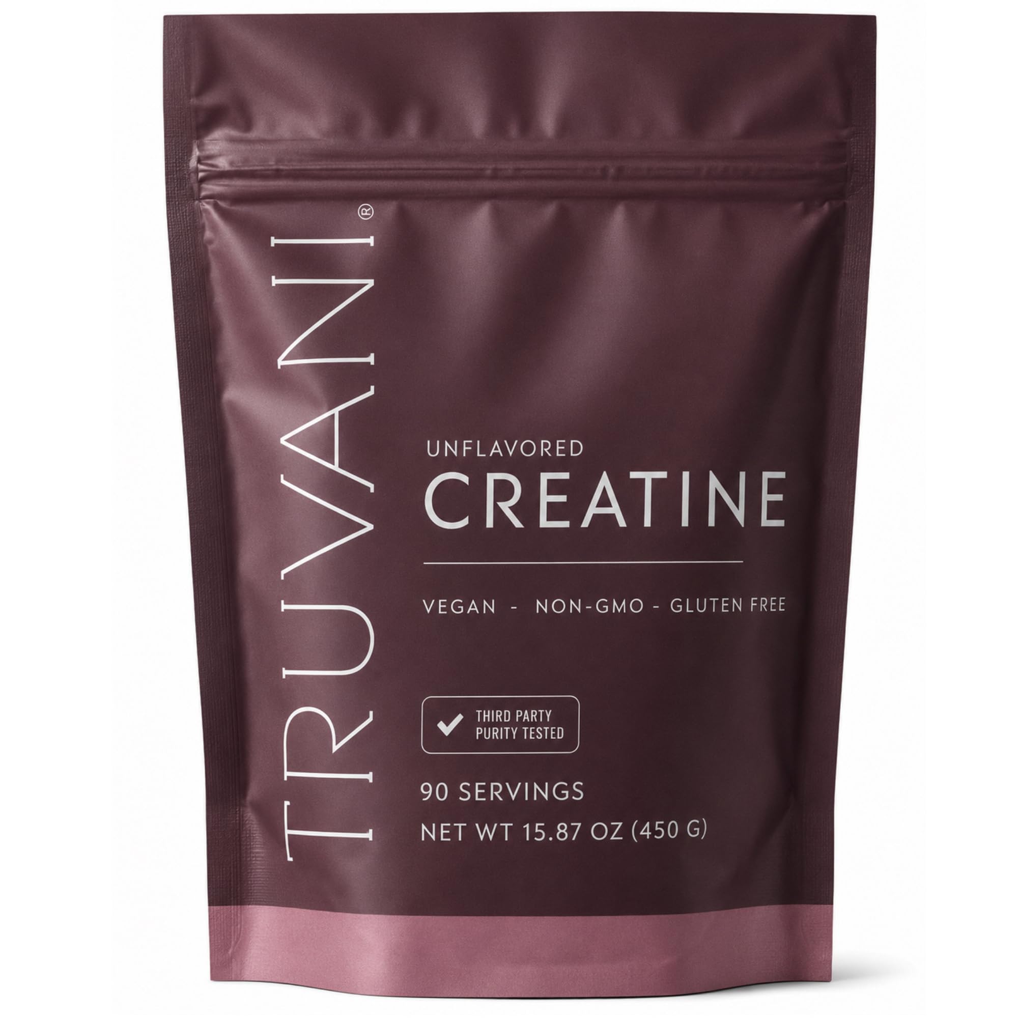 Truvani Creatine Monohydrate Powder 90 Servings unflavored packaging