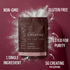 Truvani Creatine Monohydrate Powder unflavored 90 Servings packaging