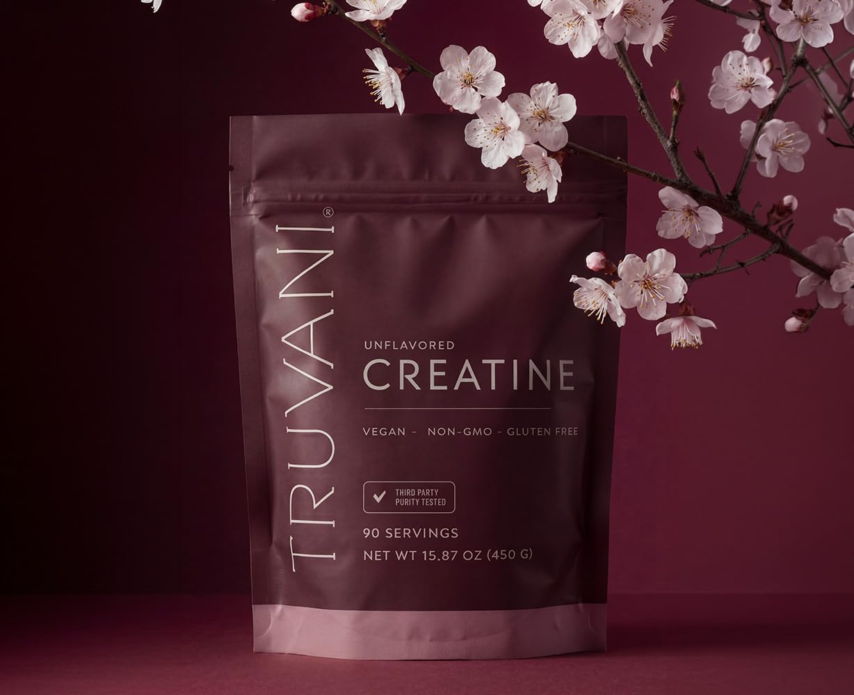 Truvani Creatine Monohydrate Powder stackable with Protein or Collagen packaging