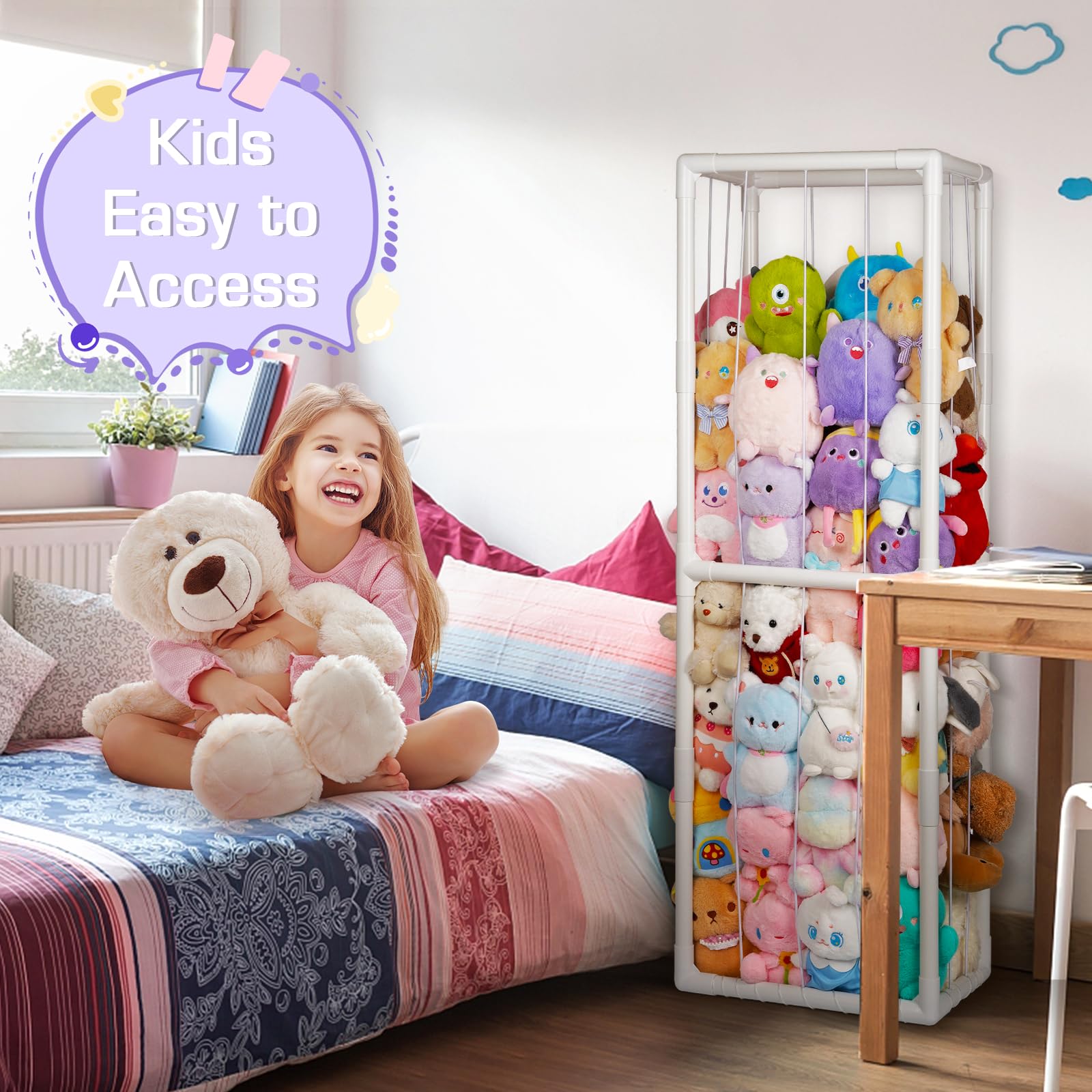 Playroom nursery storage display for stuffed animals by Trycooling