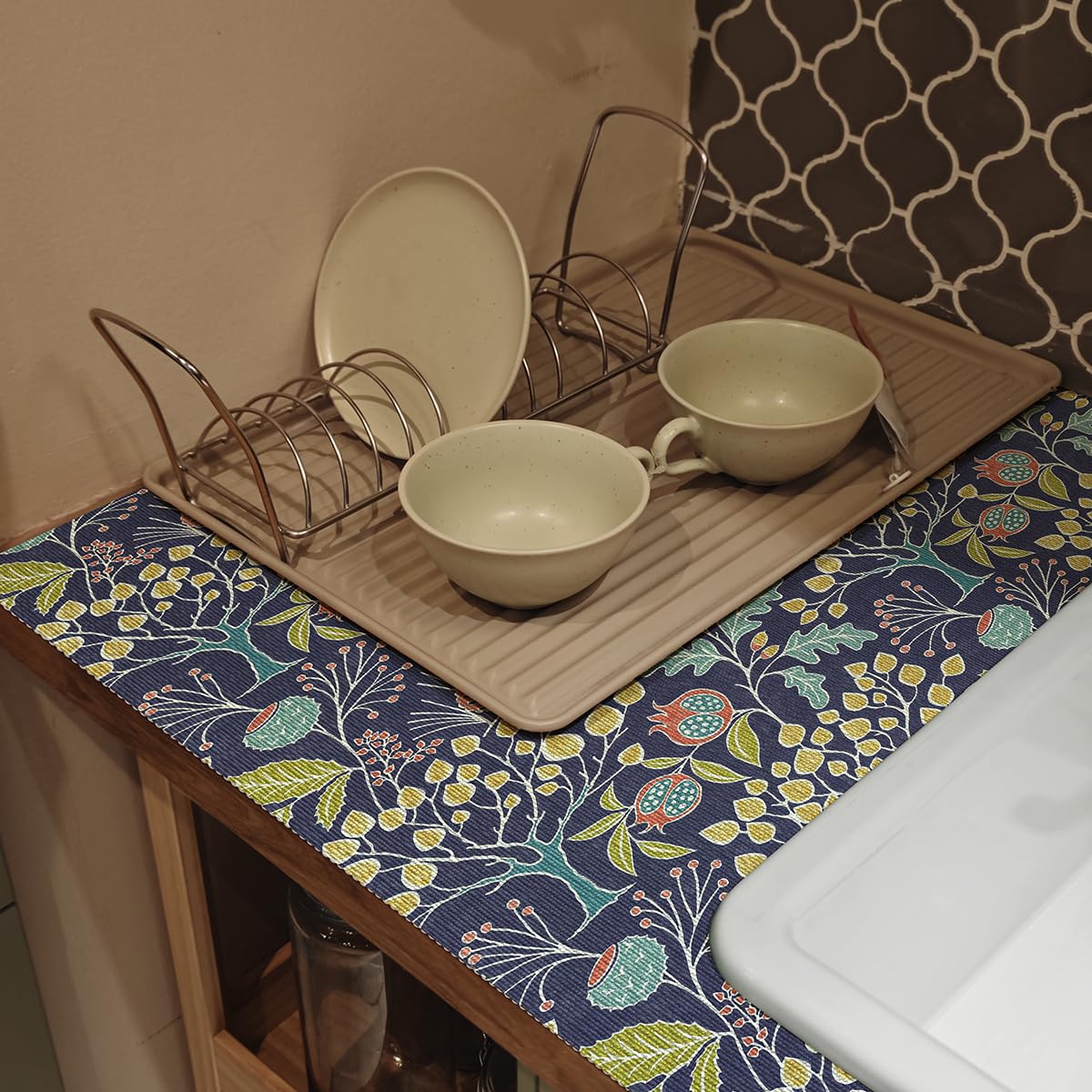 Tryougxa blue floral drawer cabinet liner packaging