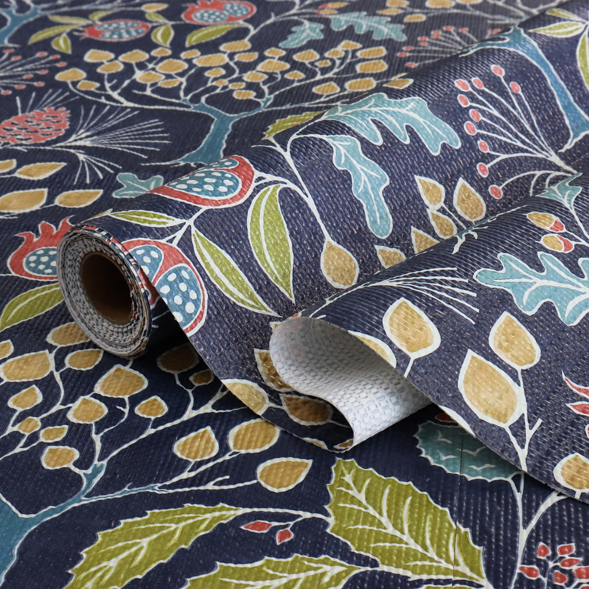 Tryougxa floral shelf liner blue 12in x 10ft on cabinet shelf