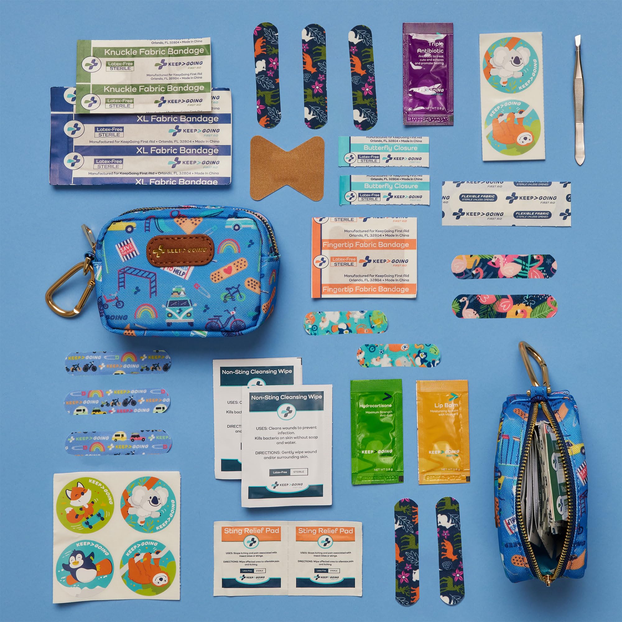 TSA-approved KeepGoing travel first aid kit for kids