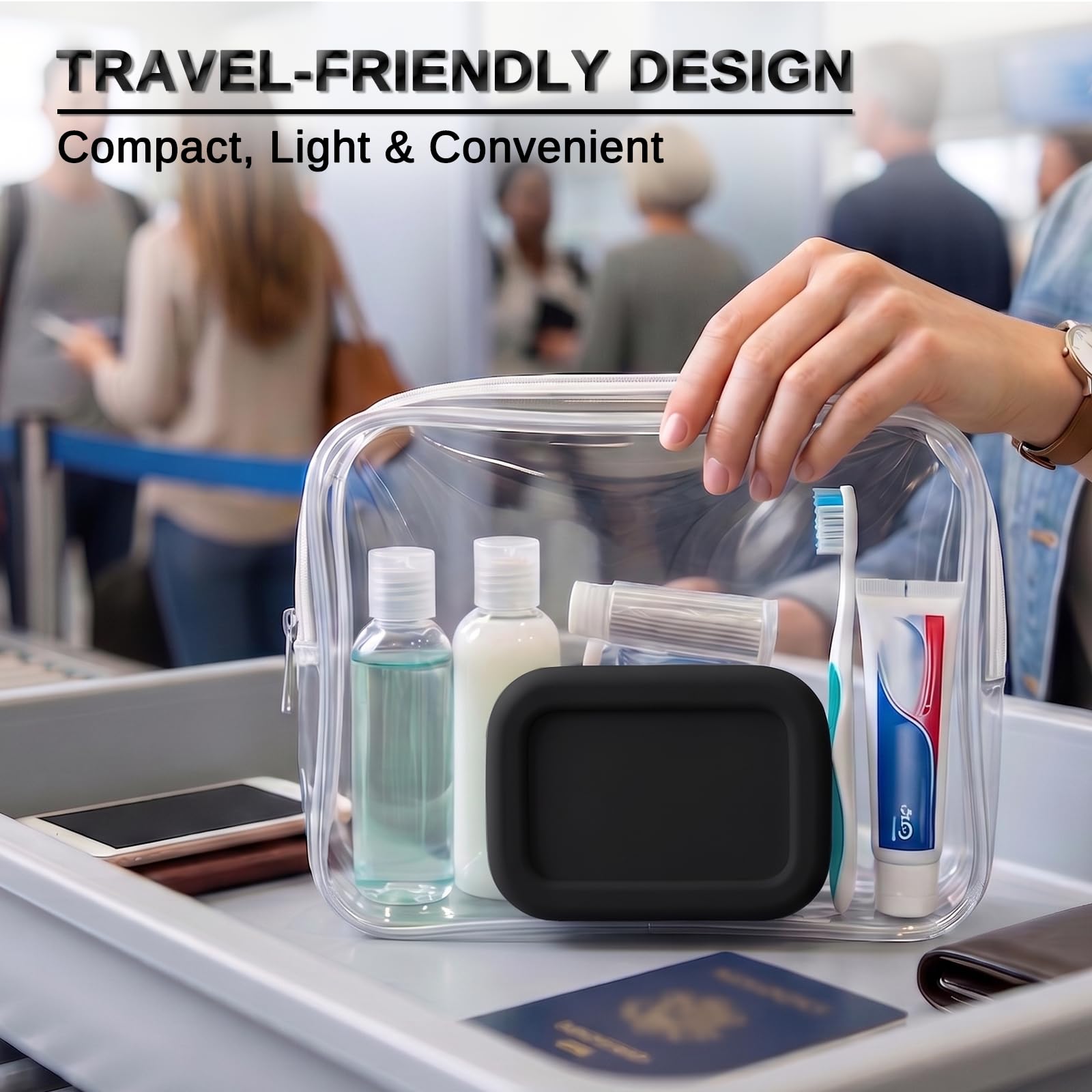 TSA friendly silicone travel soap case in black