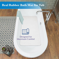 Anti-slip rubber bath mat on tub surface