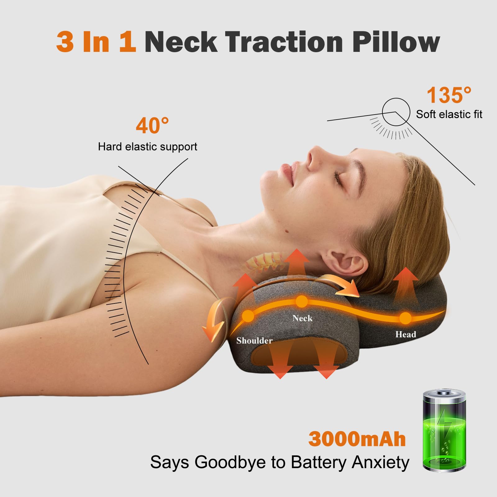 Ergonomic neck and shoulder contour of TUFPUZRLCT pillow