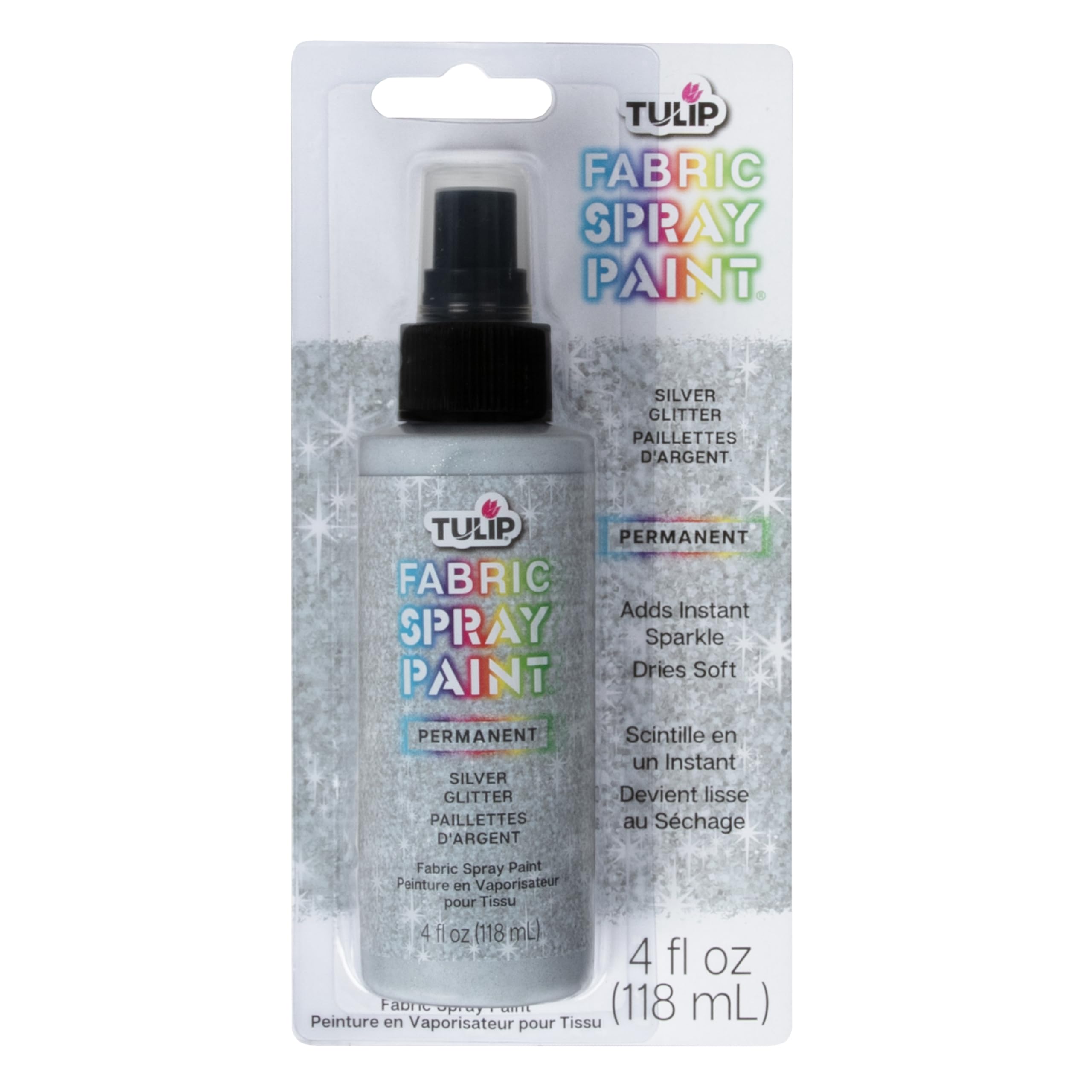 Tulip fabric paint bottle Silver Glitter 4 oz