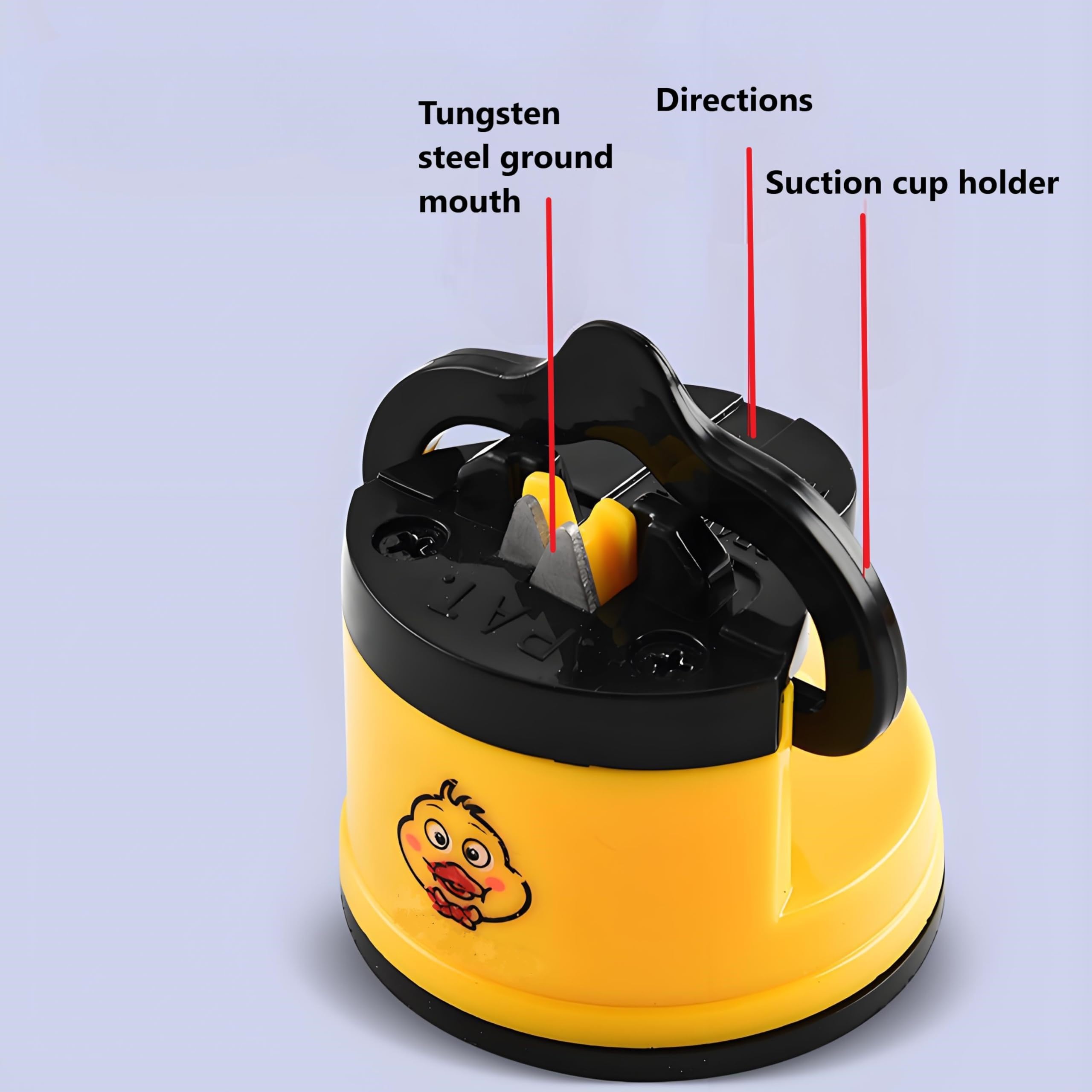Suction cup base stabilizes sharpener during use
