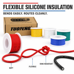 TUOFENG white 18 AWG stranded wire 13.2 ft length