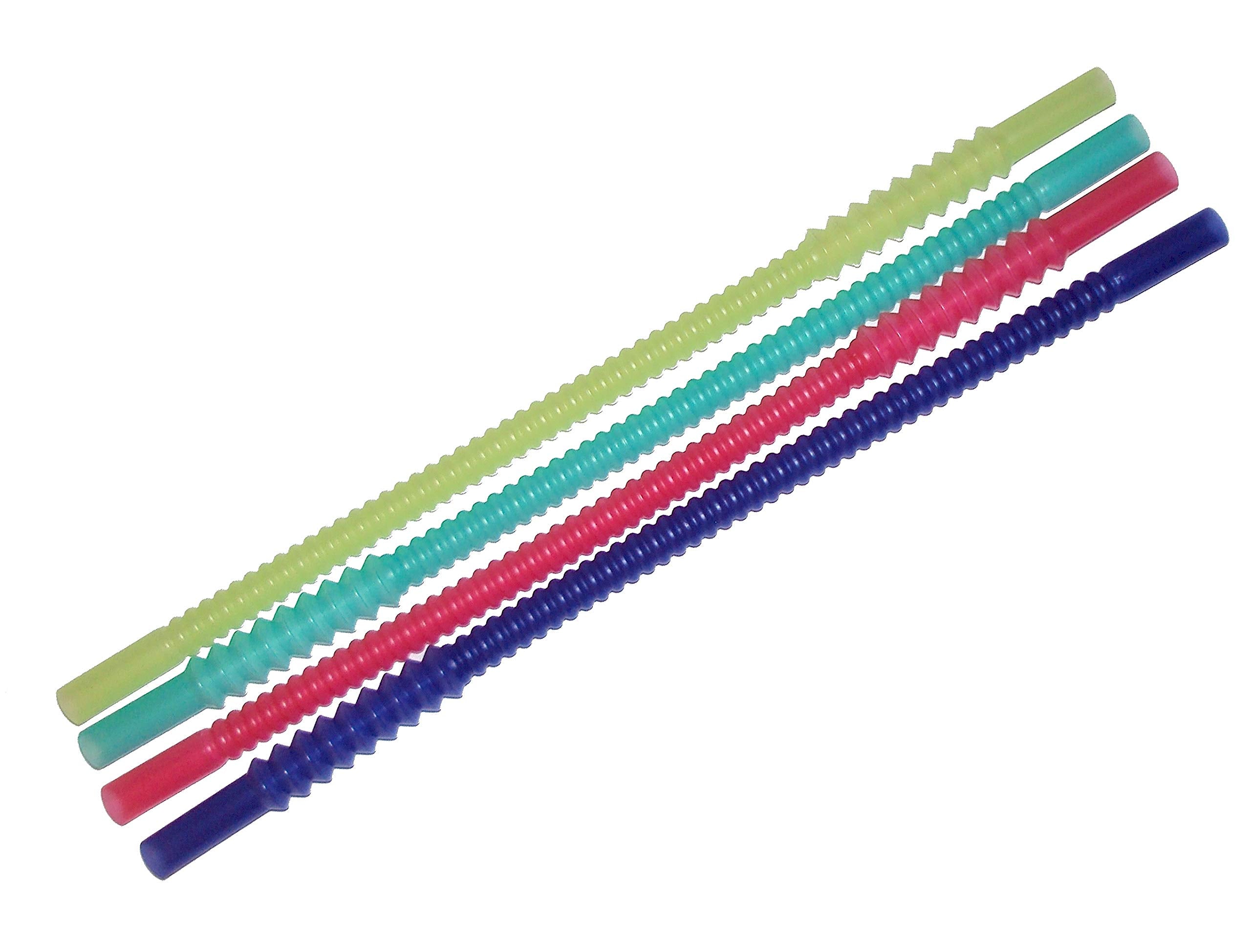 Tupperware Reusable Accordion Whistle Straws Set of 4 in Tokyo Blue Emberglow Red Verde Salsa Green Parrotfish Teal