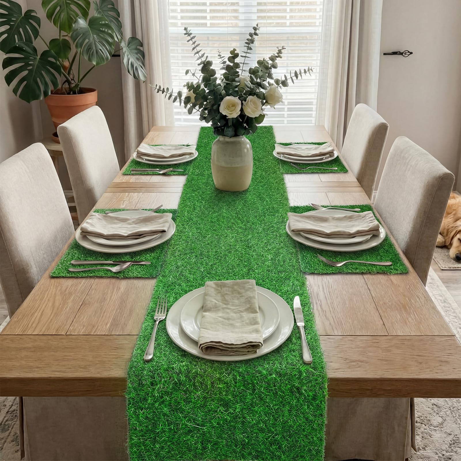 Durable polyethylene grass fibers with latex base