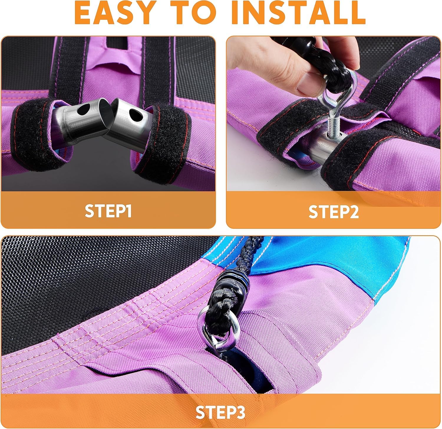 Adjustable hanging straps for trees or swing sets