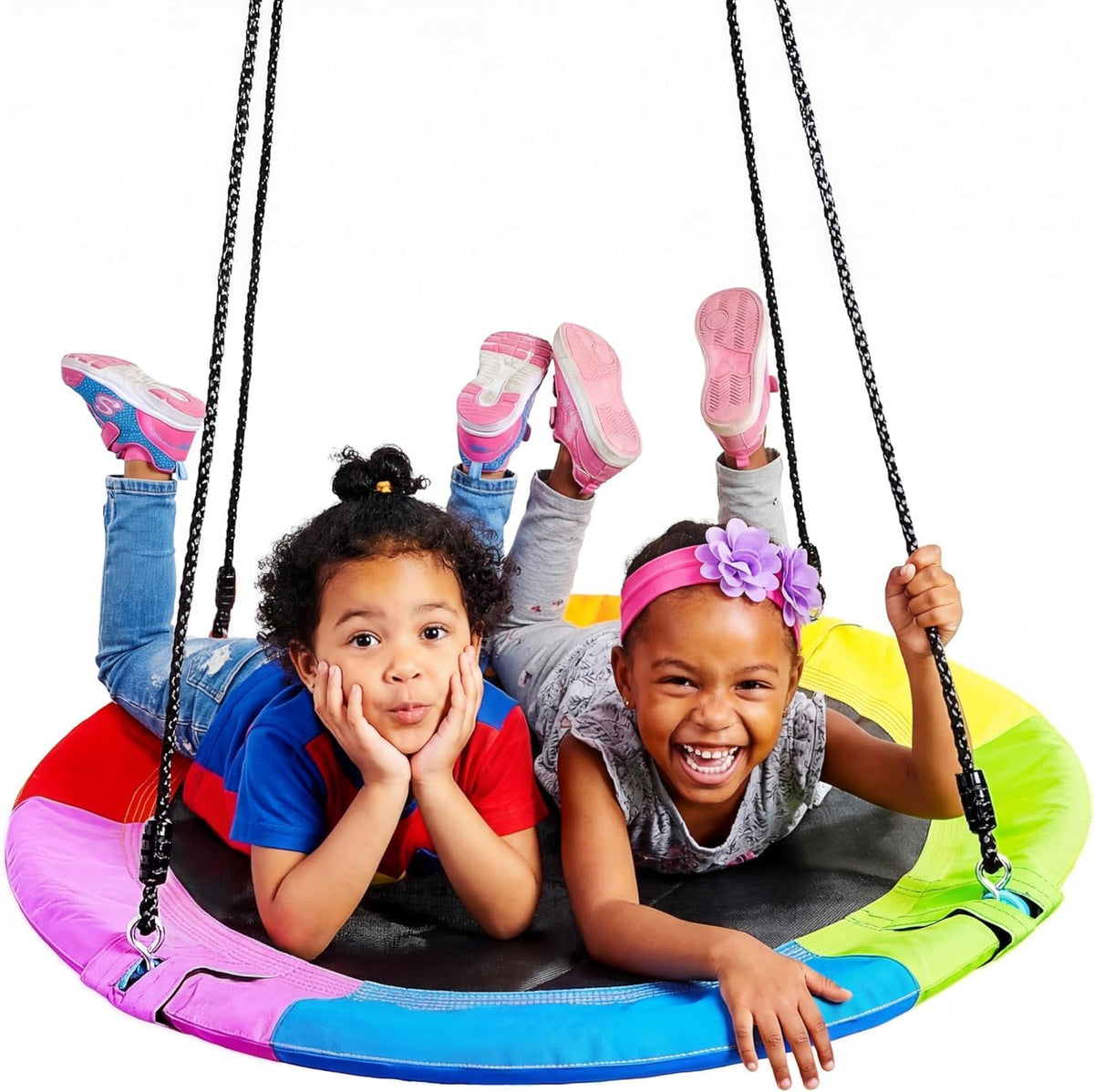 TURFEE 40 inch saucer tree swing rainbow for kids