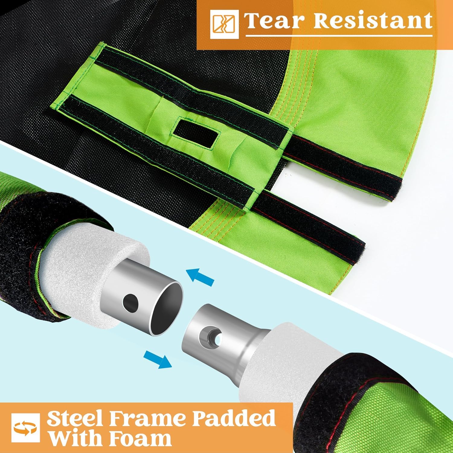 Four side handles provide stability on the saucer swing