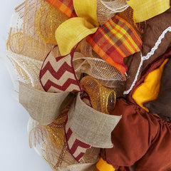 Turkey legs wreath front door with center turkey and ribbons