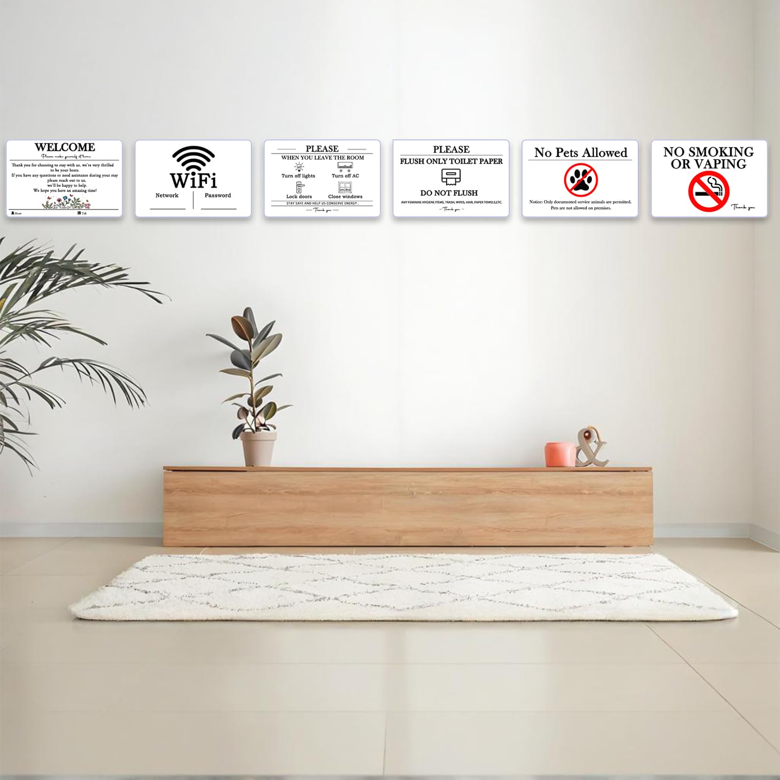Turn Off electronics and flush rules signs in set