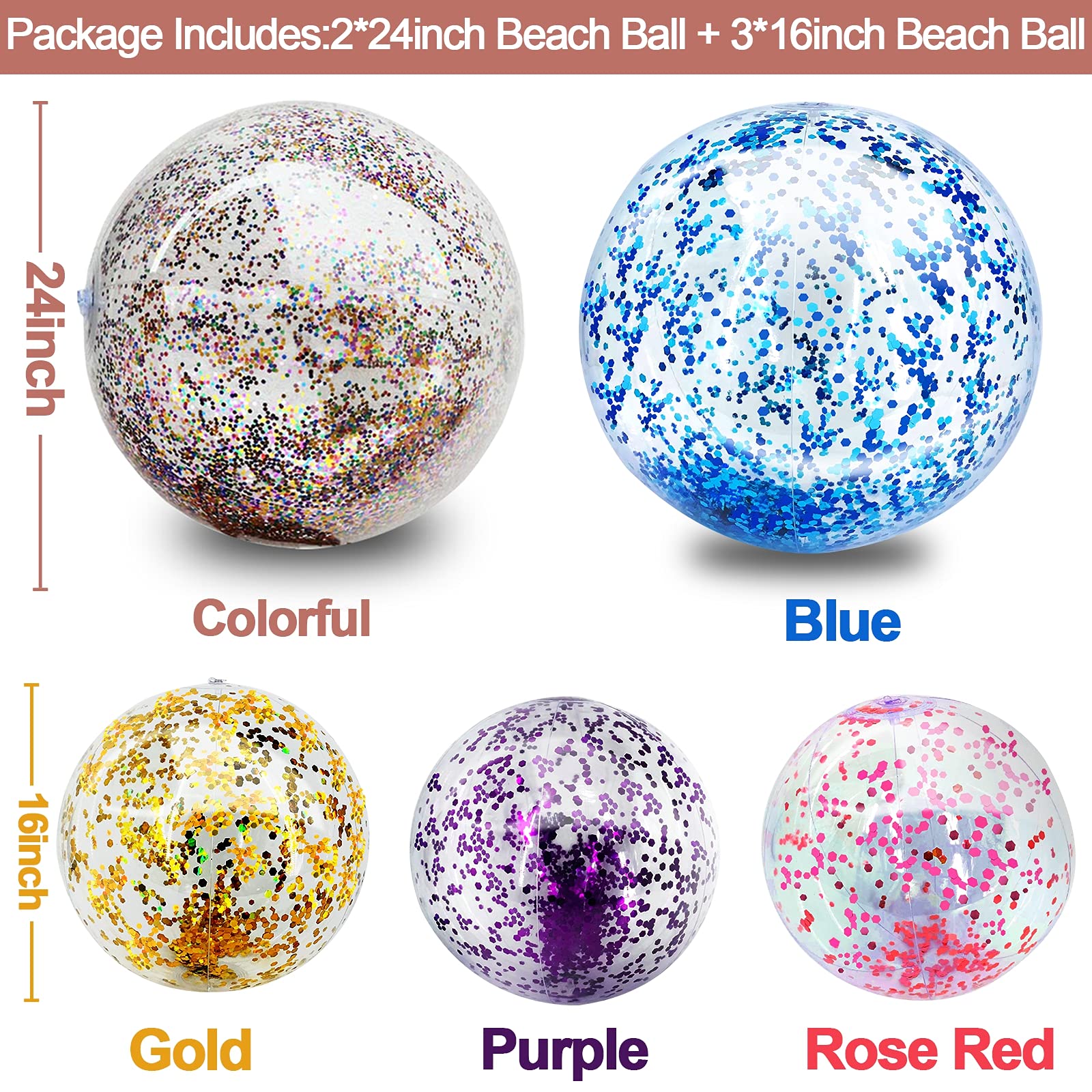 TURNMEON 24 inch glitter beach ball packaging image