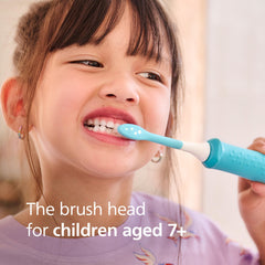 Turquoise and white Philips Sonicare for Kids 7+ replacement heads HX6042/94