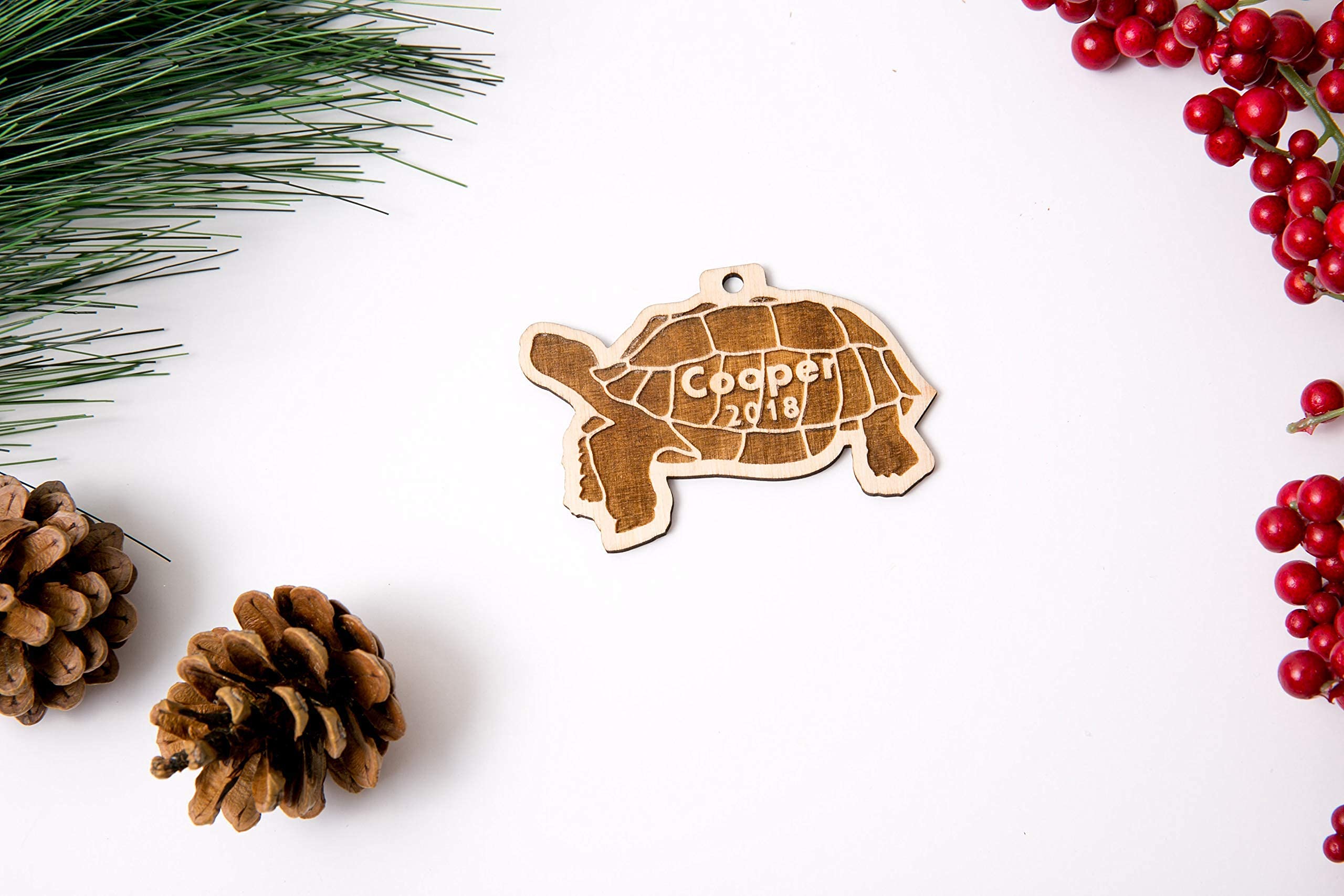 1/8 inch thick birch wood turtle ornament ready to hang