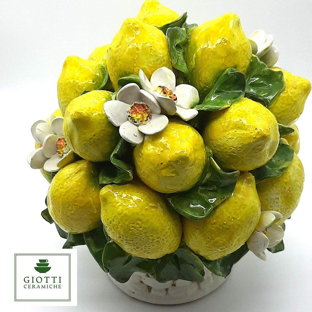 Handmade Italian pottery lemon decor for kitchen display