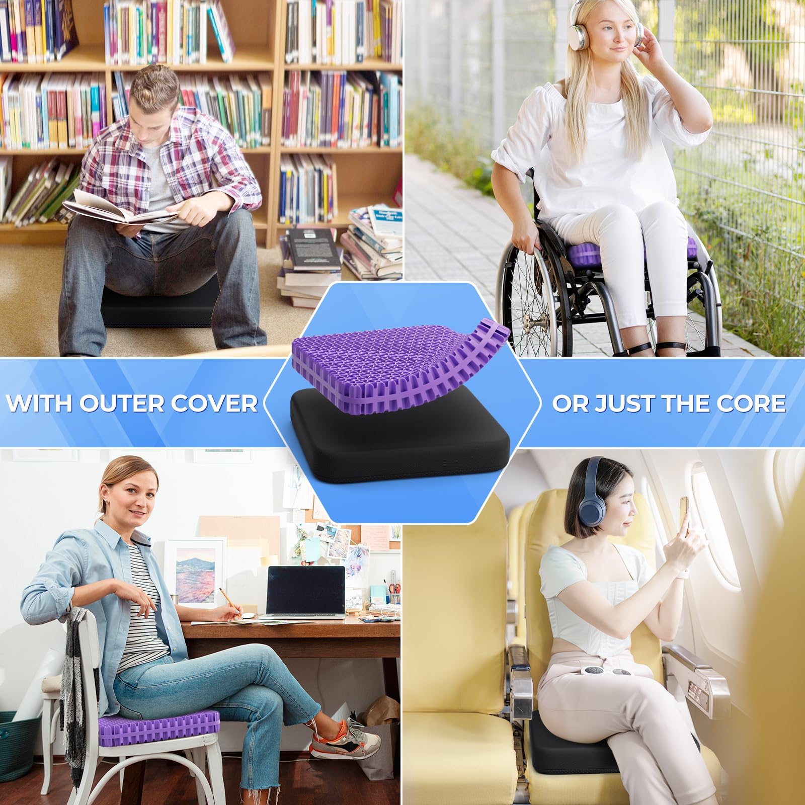 High-elasticity gel provides soft yet supportive seating